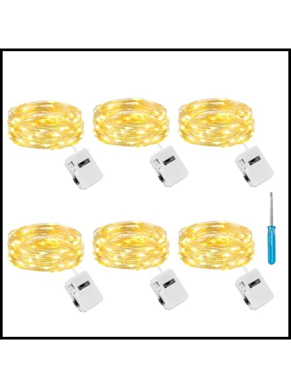 6 Pack Fairy Lights Battery Operated 3 Modes 2M 20LED Twinkle Lights